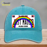 Just Mauid Hawaii Novelty License Plate Hat Unconstructed Cotton / Lake Blue