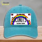 Coconuts Hawaii Novelty License Plate Hat Unconstructed Cotton / Lake Blue