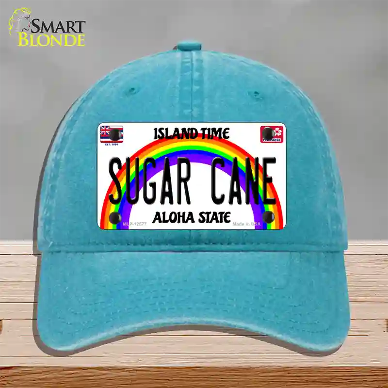 Sugar Cane Hawaii Novelty License Plate Hat Unconstructed Cotton / Lake Blue