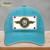 Route 66 Shield Emblem Novelty License Plate Hat Unconstructed Cotton / Lake Blue