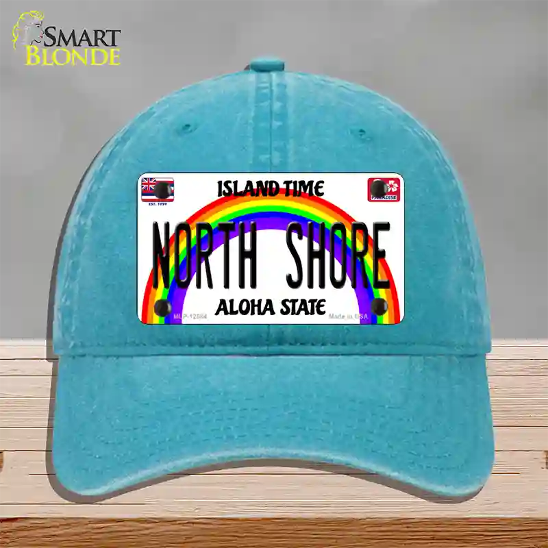 North Shore Hawaii Novelty License Plate Hat Unconstructed Cotton / Lake Blue