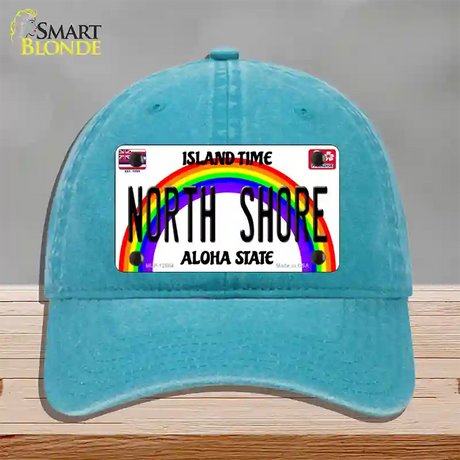 North Shore Hawaii Novelty License Plate Hat Unconstructed Cotton / Lake Blue