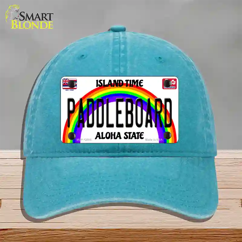 Paddleboard Hawaii Novelty License Plate Hat Unconstructed Cotton / Lake Blue