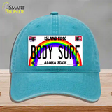 Body Surf Hawaii Novelty License Plate Hat Unconstructed Cotton / Lake Blue