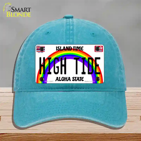 High Tide Hawaii Novelty License Plate Hat Unconstructed Cotton / Lake Blue