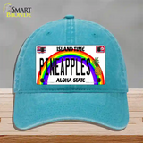 Pineapples Hawaii Novelty License Plate Hat Unconstructed Cotton / Lake Blue