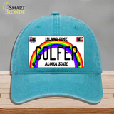 Golfer Hawaii Novelty License Plate Hat Unconstructed Cotton / Lake Blue