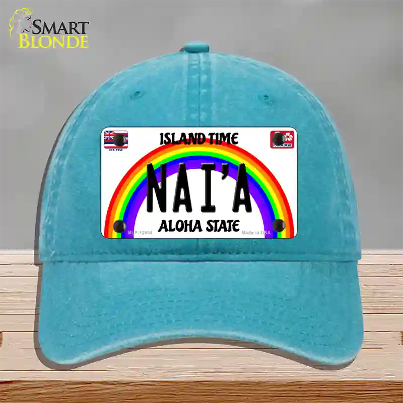 Naia Hawaii Novelty License Plate Hat Unconstructed Cotton / Lake Blue