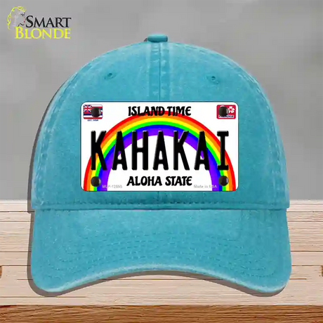 Kahakai Hawaii Novelty License Plate Hat Unconstructed Cotton / Lake Blue