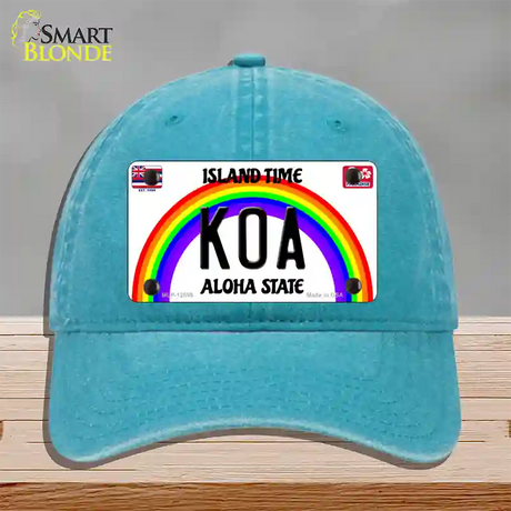 Koa Hawaii Novelty License Plate Hat Unconstructed Cotton / Lake Blue