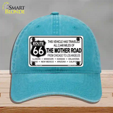 Route 66 The Mother Road Novelty License Plate Hat Unconstructed Cotton / Lake Blue