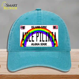 A Ole Pilikia Hawaii Novelty License Plate Hat Unconstructed Cotton / Lake Blue