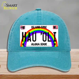 Hau Oli Hawaii Novelty License Plate Hat Unconstructed Cotton / Lake Blue