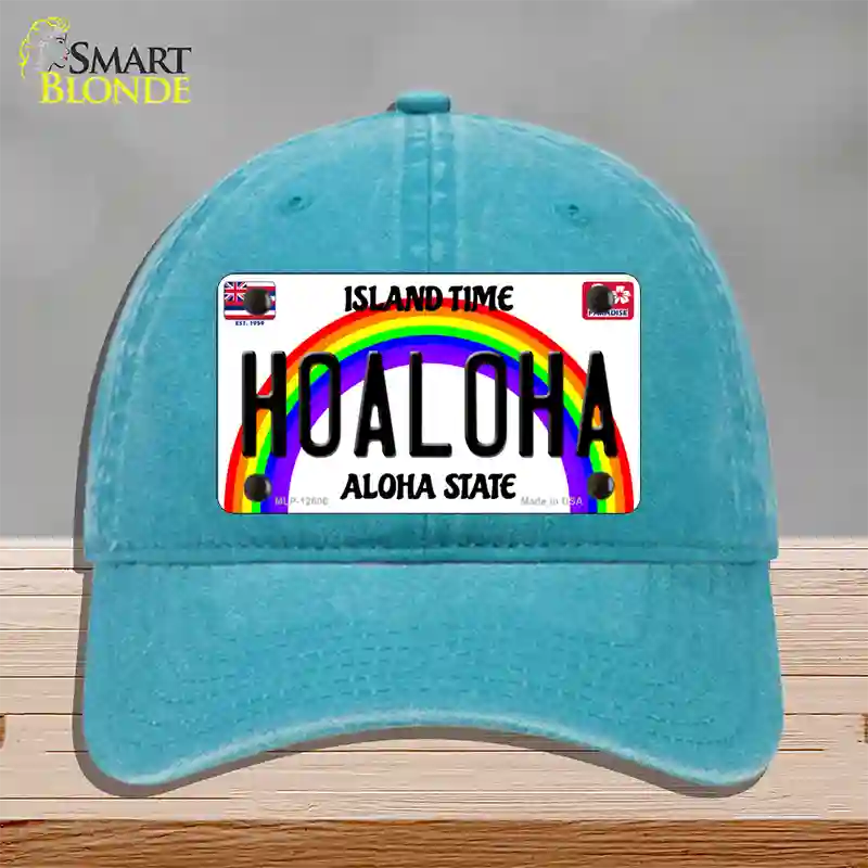 Hoaloha Hawaii Novelty License Plate Hat Unconstructed Cotton / Lake Blue