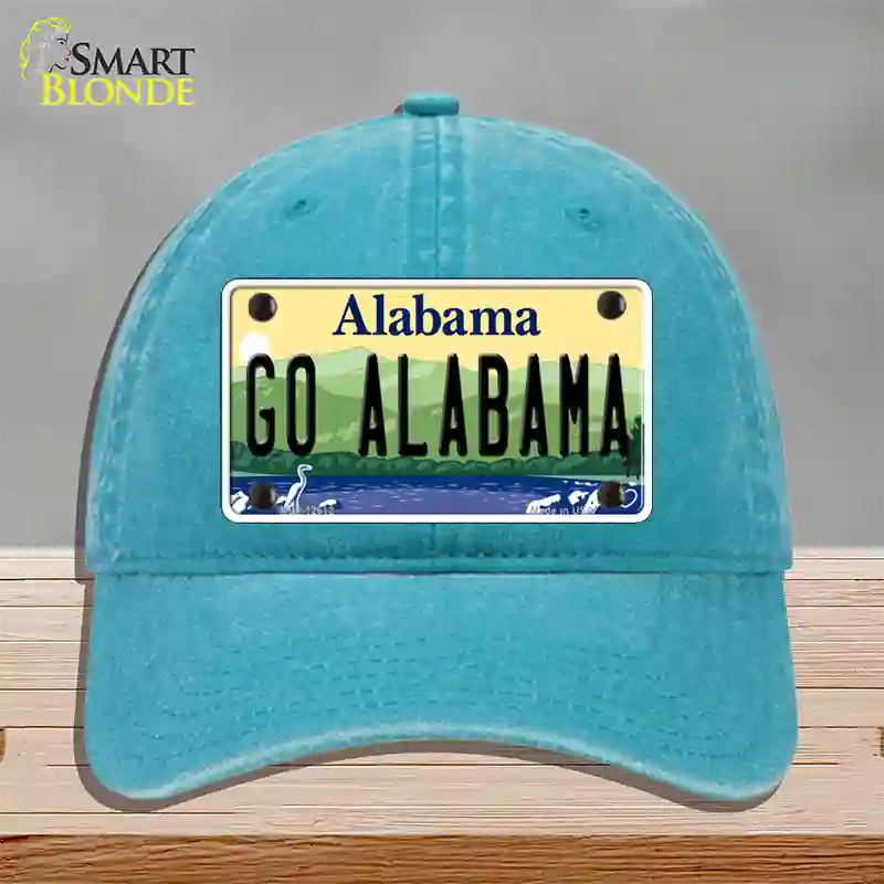 Go Alabama Novelty License Plate Hat Unconstructed Cotton / Lake Blue