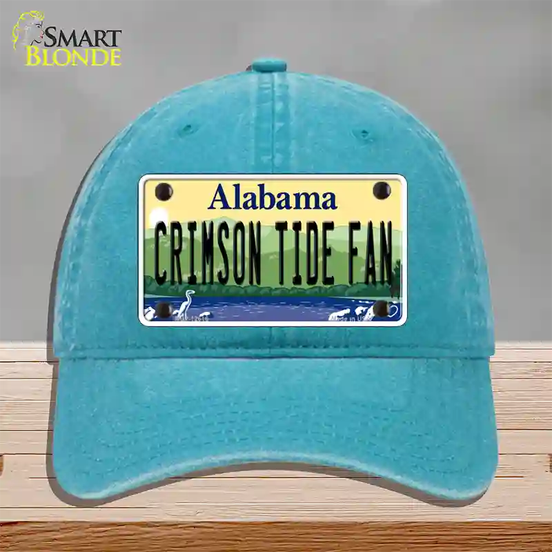 Crimson Tide Fan Novelty License Plate Hat Unconstructed Cotton / Lake Blue