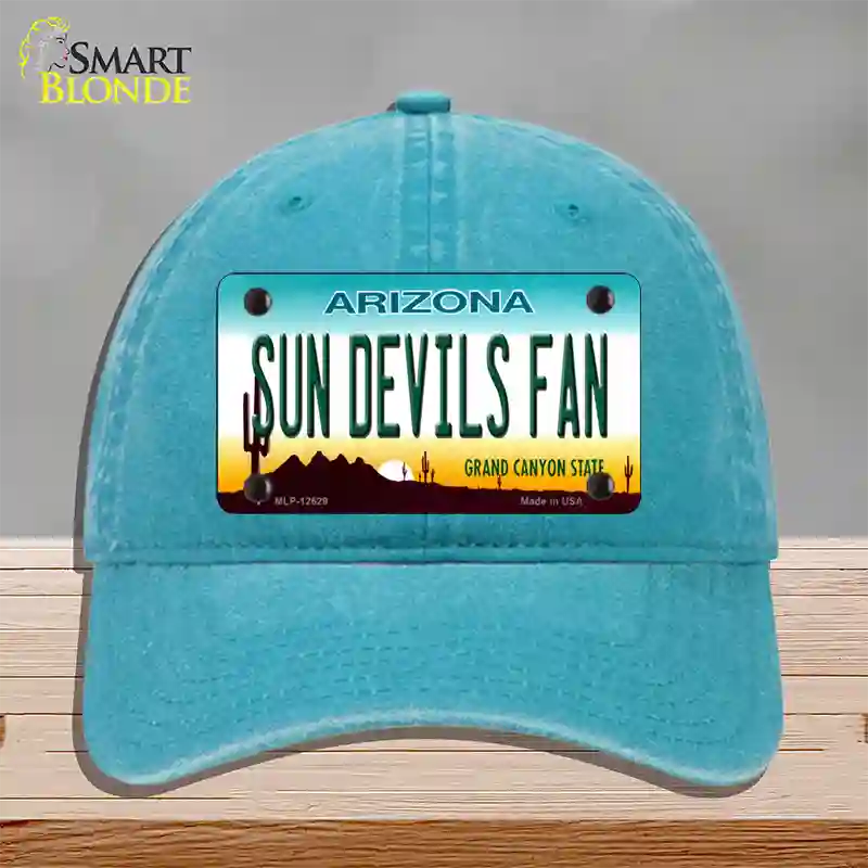 Sun Devils Fan Novelty License Plate Hat Unconstructed Cotton / Lake Blue