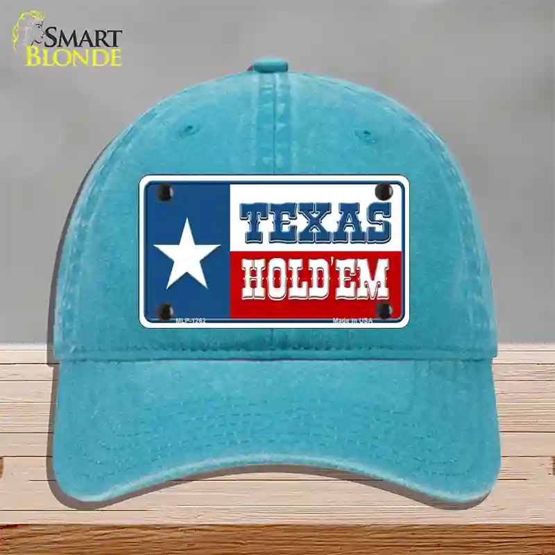 Texas Hold Em Novelty License Plate Hat Unconstructed Cotton / Lake Blue