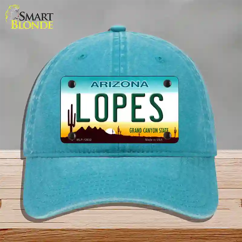 Lopes Novelty License Plate Hat Unconstructed Cotton / Lake Blue