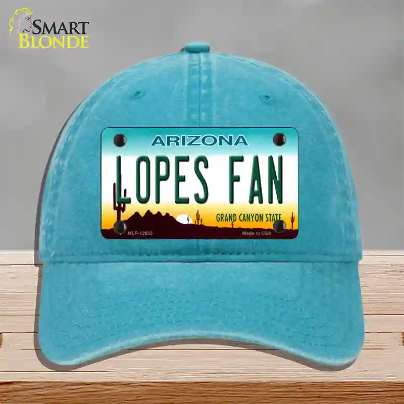 Lopes Fan Novelty License Plate Hat Unconstructed Cotton / Lake Blue