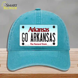 Go Arkansas Novelty License Plate Hat Unconstructed Cotton / Lake Blue