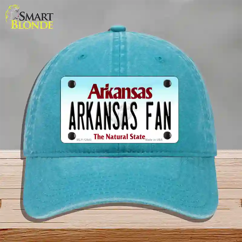 Arkansas Fan Novelty License Plate Hat Unconstructed Cotton / Lake Blue