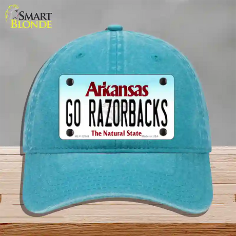 Go Razorbacks Novelty License Plate Hat Unconstructed Cotton / Lake Blue