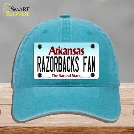 Razorbacks Fan Novelty License Plate Hat Unconstructed Cotton / Lake Blue