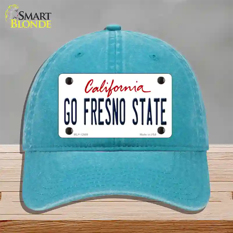 Go Fresno State Novelty License Plate Hat Unconstructed Cotton / Lake Blue