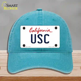 USC Novelty License Plate Hat Unconstructed Cotton / Lake Blue