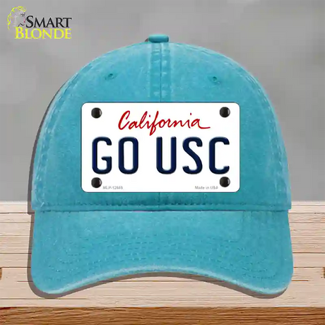 Go USC Novelty License Plate Hat Unconstructed Cotton / Lake Blue