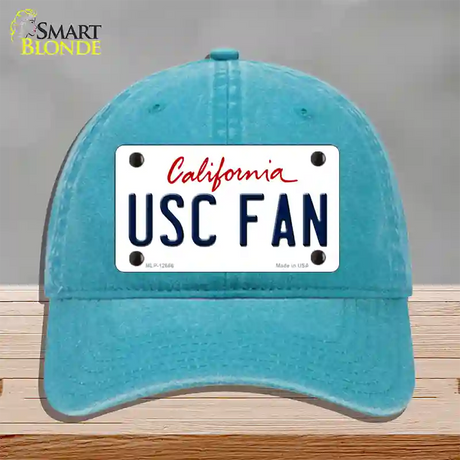 USC Fan Novelty License Plate Hat Unconstructed Cotton / Lake Blue