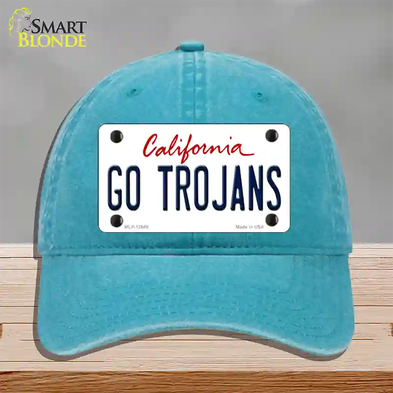 Go Trojans Novelty License Plate Hat Unconstructed Cotton / Lake Blue