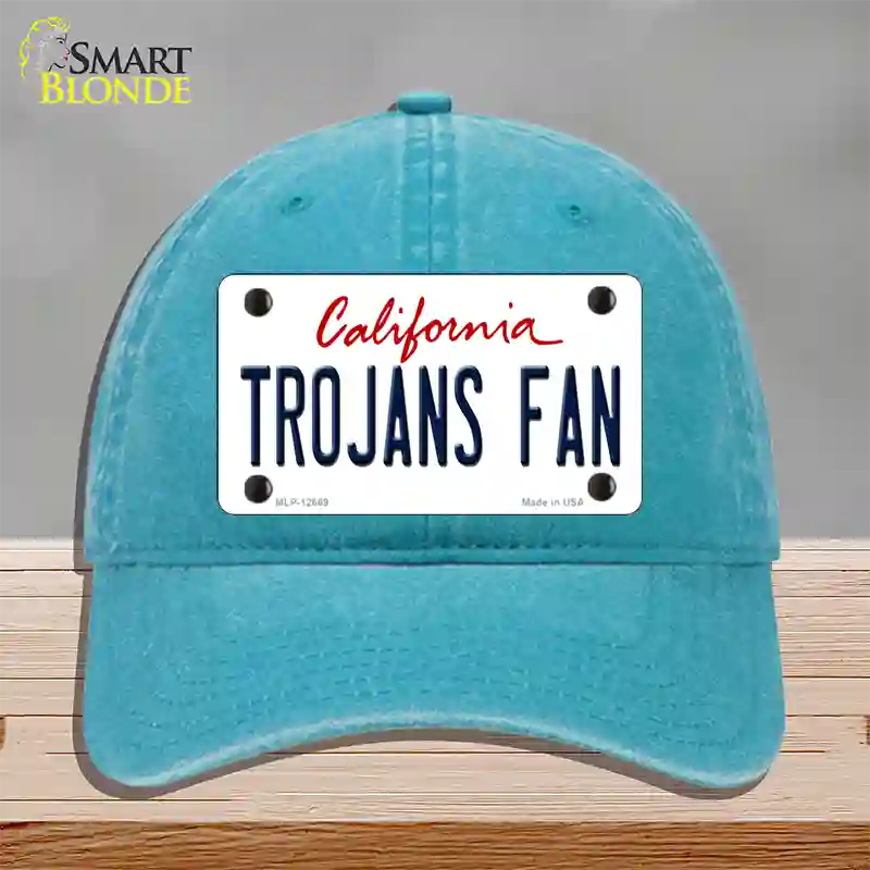 Trojans Fan Novelty License Plate Hat Unconstructed Cotton / Lake Blue