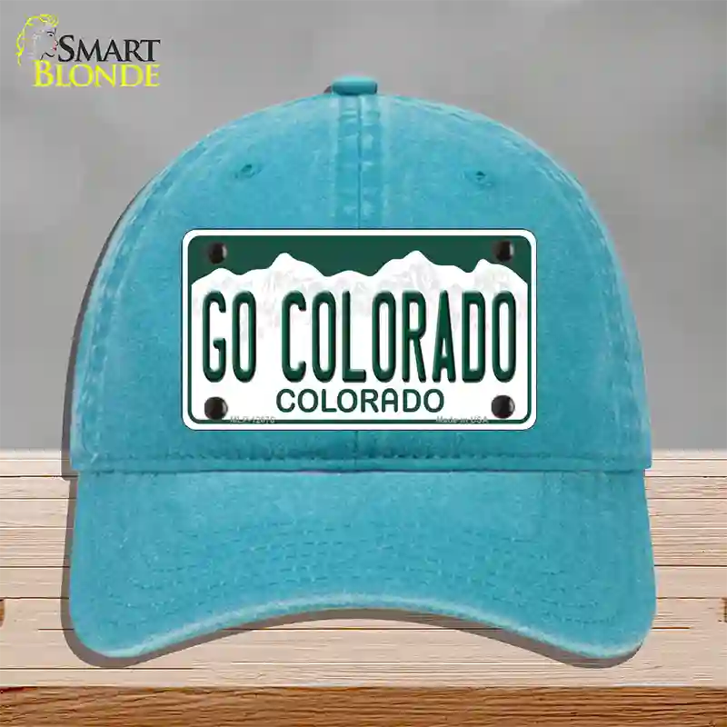 Go Colorado Novelty License Plate Hat Unconstructed Cotton / Lake Blue