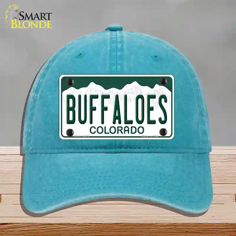 Buffaloes Novelty License Plate Hat Unconstructed Cotton / Lake Blue