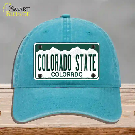 Colorado State Univ Novelty License Plate Hat Unconstructed Cotton / Lake Blue