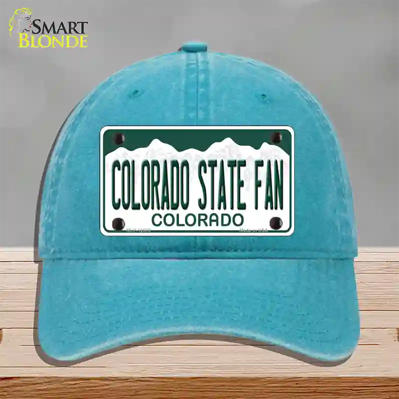 Colorado State Fan Novelty License Plate Hat Unconstructed Cotton / Lake Blue