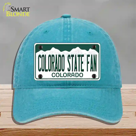 Colorado State Fan Novelty License Plate Hat Unconstructed Cotton / Lake Blue