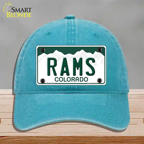 Rams Novelty License Plate Hat Unconstructed Cotton / Lake Blue