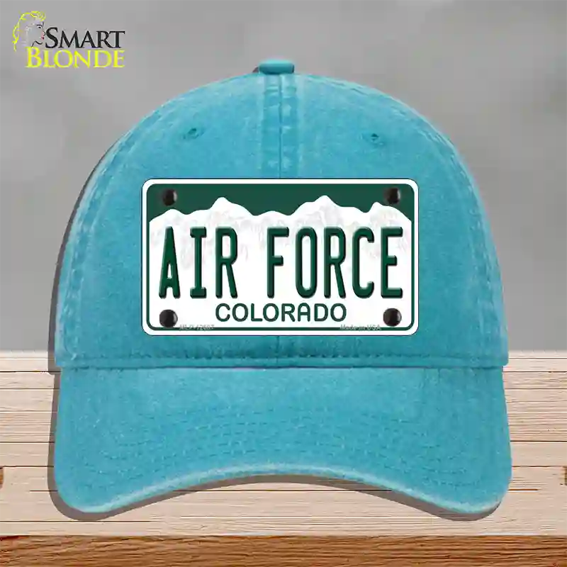 Air Force Novelty License Plate Hat Unconstructed Cotton / Lake Blue