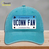 UConn Fan Novelty License Plate Hat Unconstructed Cotton / Lake Blue