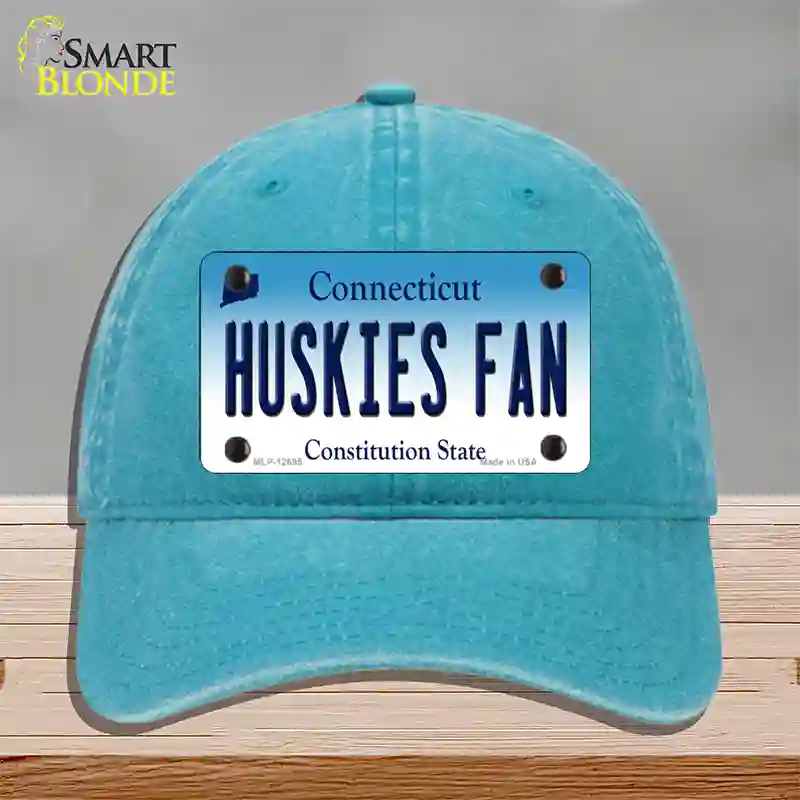 Huskies Fan Novelty License Plate Hat Unconstructed Cotton / Lake Blue