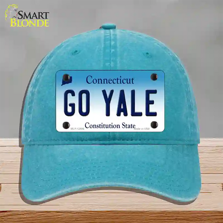 Go Yale Novelty License Plate Hat Unconstructed Cotton / Lake Blue