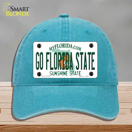 Go Florida State Novelty License Plate Hat Unconstructed Cotton / Lake Blue