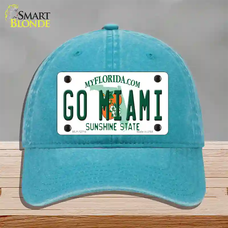 Go Miami Novelty License Plate Hat Unconstructed Cotton / Lake Blue