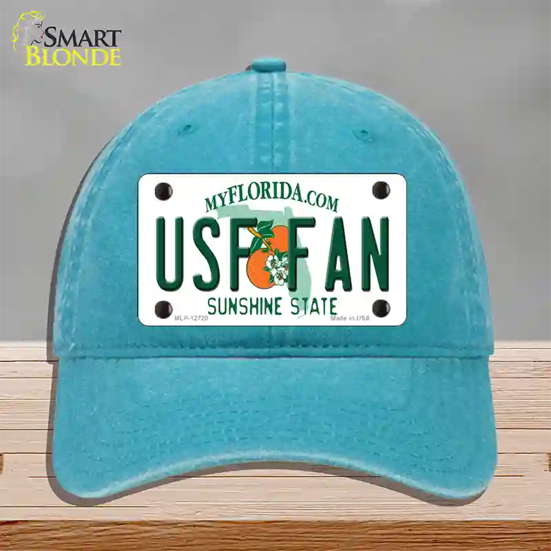 USF Fan Novelty License Plate Hat Unconstructed Cotton / Lake Blue