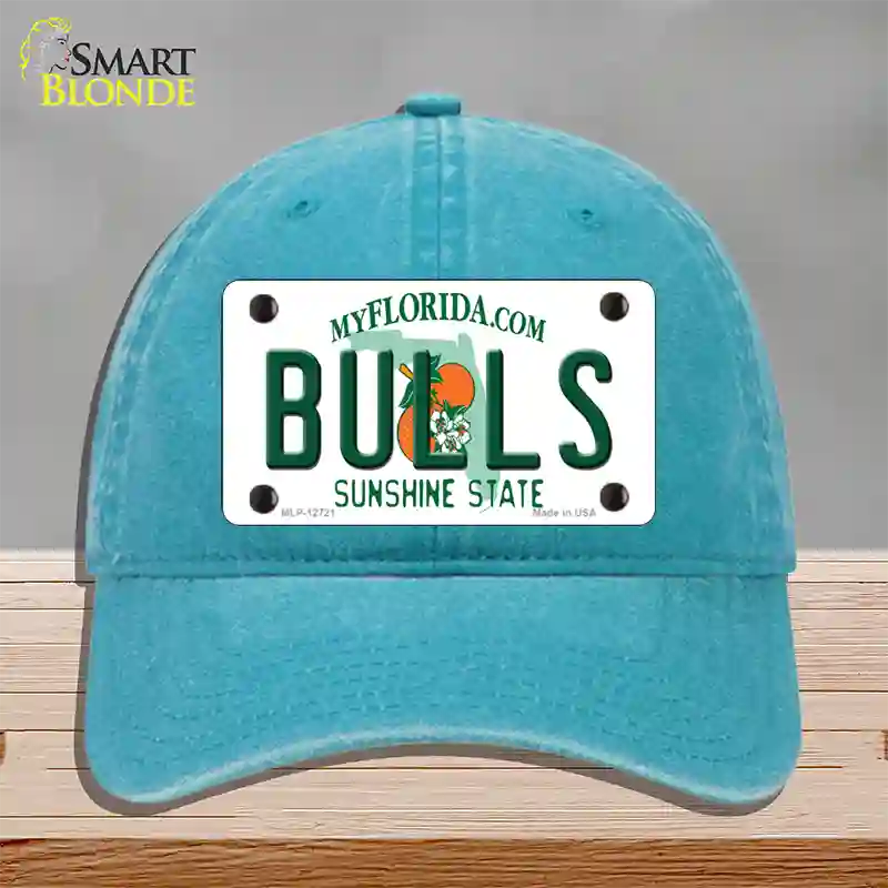 Bulls Novelty License Plate Hat Unconstructed Cotton / Lake Blue