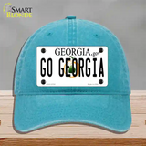 Go Georgia Novelty License Plate Hat Unconstructed Cotton / Lake Blue