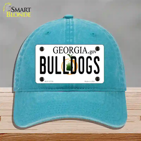 Bulldogs Georgia Peach Novelty License Plate Hat Unconstructed Cotton / Lake Blue